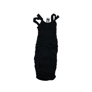 Marciano by Guess Mara Gathered Dress 4 Jet Black NEW Ruched Bodycon Mini